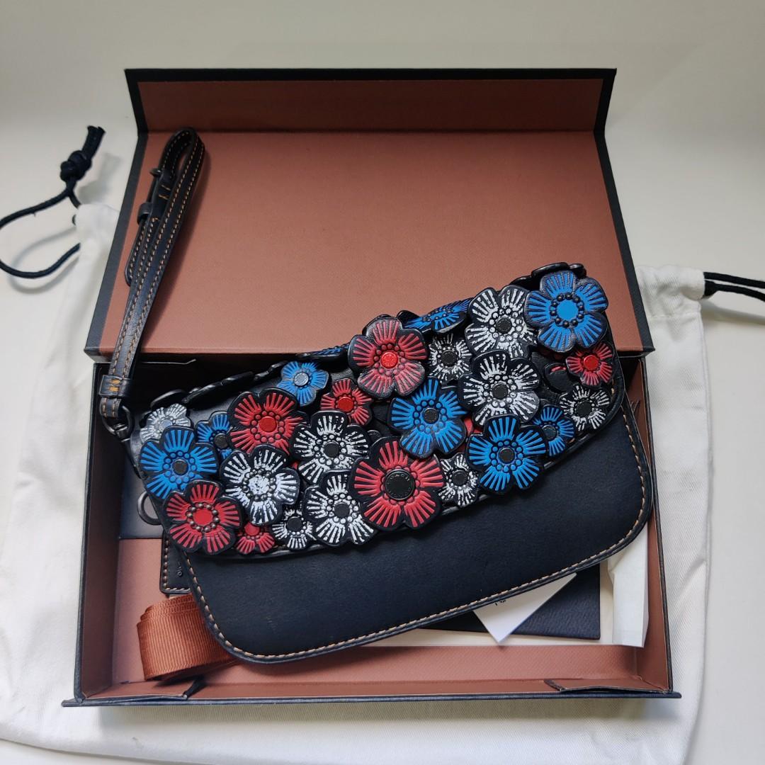Coach blue top rose purse
