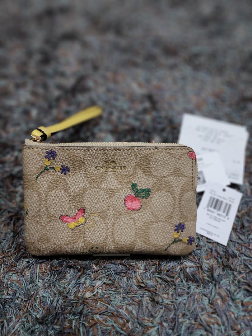 Coach Corner Zip Wristlet In Signature Canvas with Dreamy Veggie Print