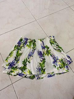 Floral Skirt Pants (Mid Waist with Elastic Band)