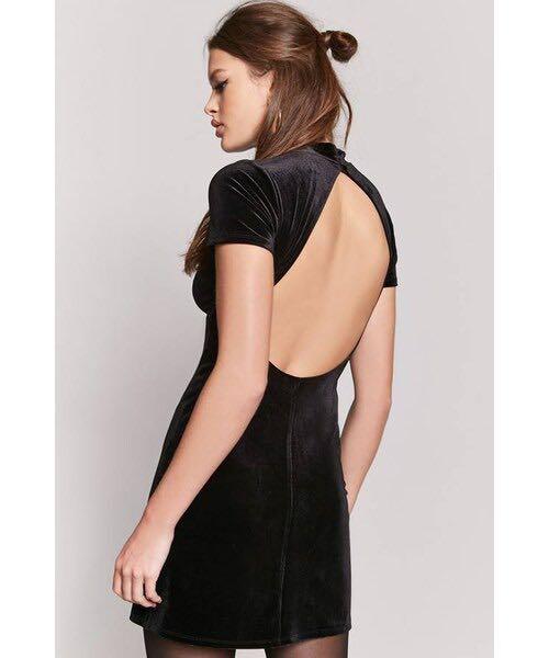 strapless open back dress Green Velvet Open Back Mini Dress - Stun at Every Party main image 0