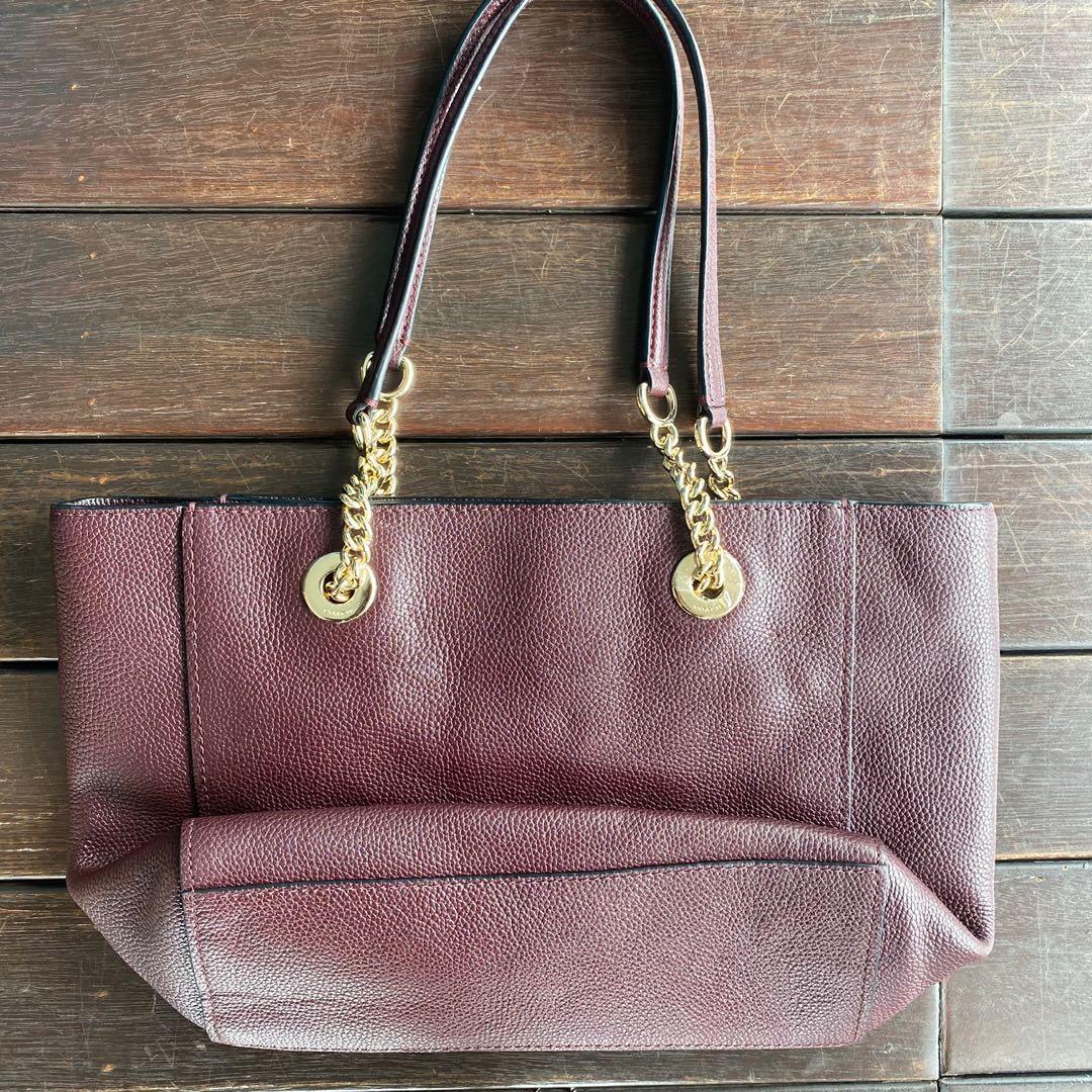 Coach turnlock chain tote oxblood top