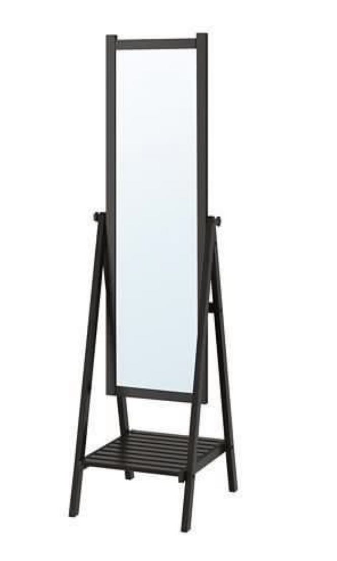 Ikea Standing Mirror Black Wood, Furniture & Home Living, Home Decor