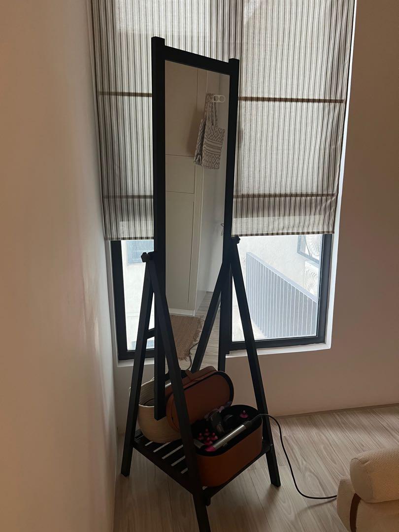 Ikea Standing Mirror Black Wood, Furniture & Home Living, Home Decor