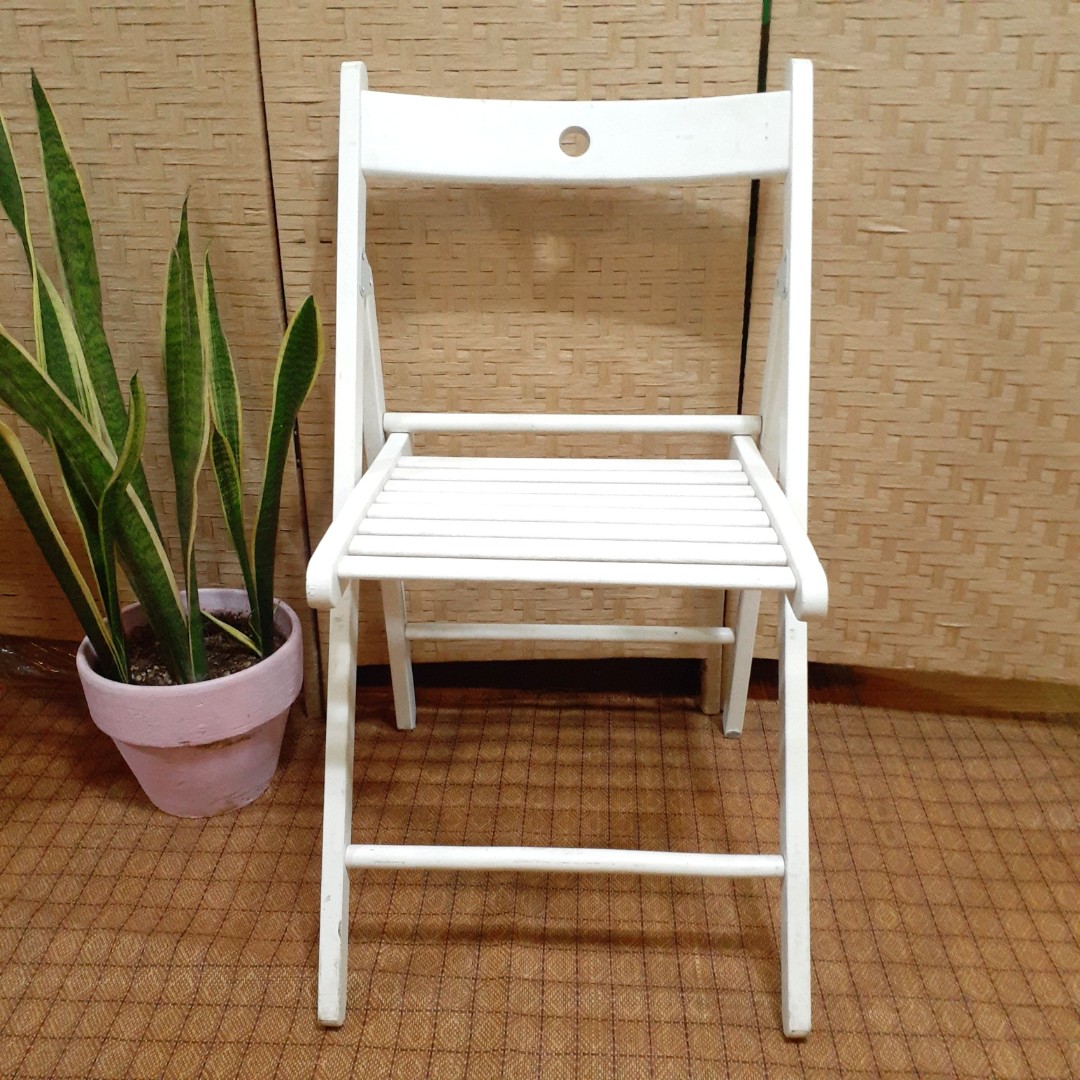 Ikea white Terje wooden folding chair, Furniture & Home Living, Furniture, Chairs on Carousell