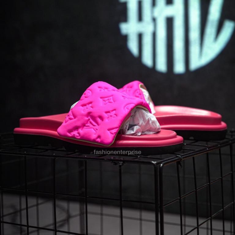 Hot Pink LV pillow slides