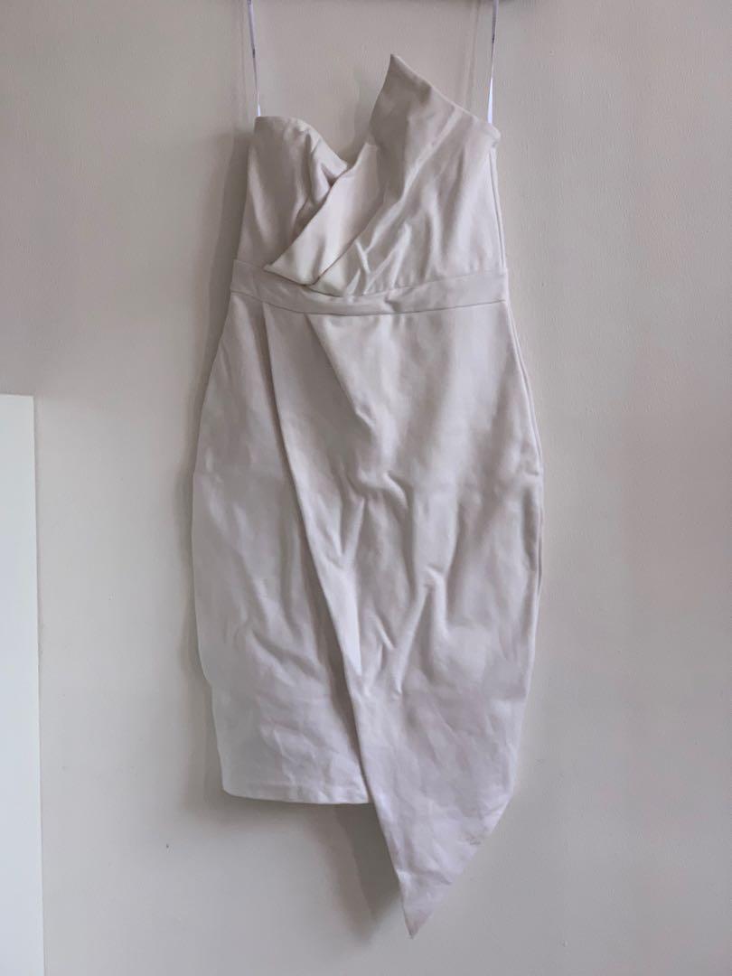 Lulus Queen of the City White Strapless Bodycon Dress XS