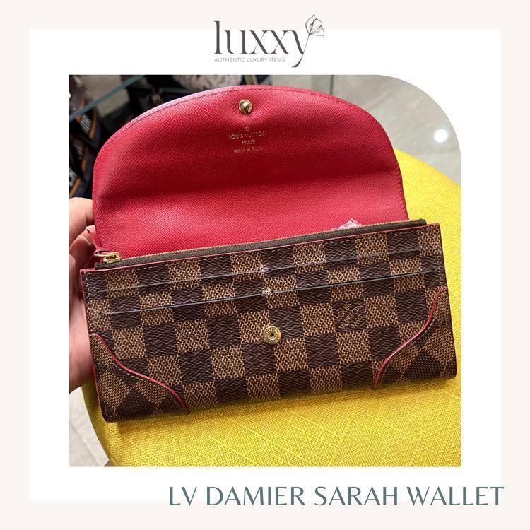 LV DAMIER SARAH WALLET (Category: Luxury Bags & Wallets) located in San Jose del Monte. Submitted by luxxyluxuryitems (Listing ID 1159543742, Image 3). Description: Get your favorite LV Sarah Damier wallet at an affordable price! ✨✨ 💠 Authentic / Original 💠 Preloved 💠 No rubs (only signs of usage; slightly loose lock) 💠 We don’t sell fakes, imitations, or knockoffs 💠 We ship nationwide Sale for only P18,500! For more inquiries, please reach 