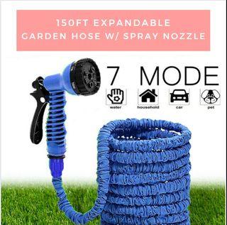 Magic Hose 45m 150ft Expandable Flexible Plastic Hose With Spray Gun -7 setting- High Quality-Magic Stretch Expandable 3x Expanding Garden Hose Pipe Natural Triple Layer Light Weight Non Kink with 7 Setting Professional Water Spray Nozzle