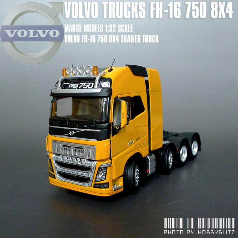 Marge Models 1:32 Volvo FH16 8x4 prime mover trailer diecast model -  Yellow, Hobbies & Toys, Toys & Games on Carousell