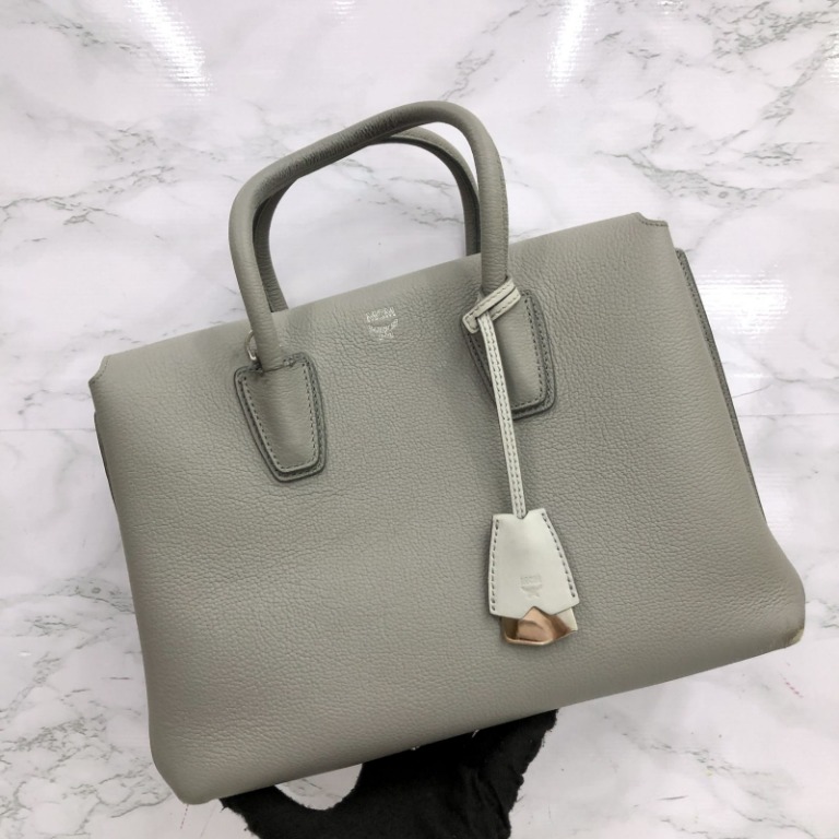 MCM GREY LEATHER MILLA LARGE 2WAY HANDBAG 227010086
