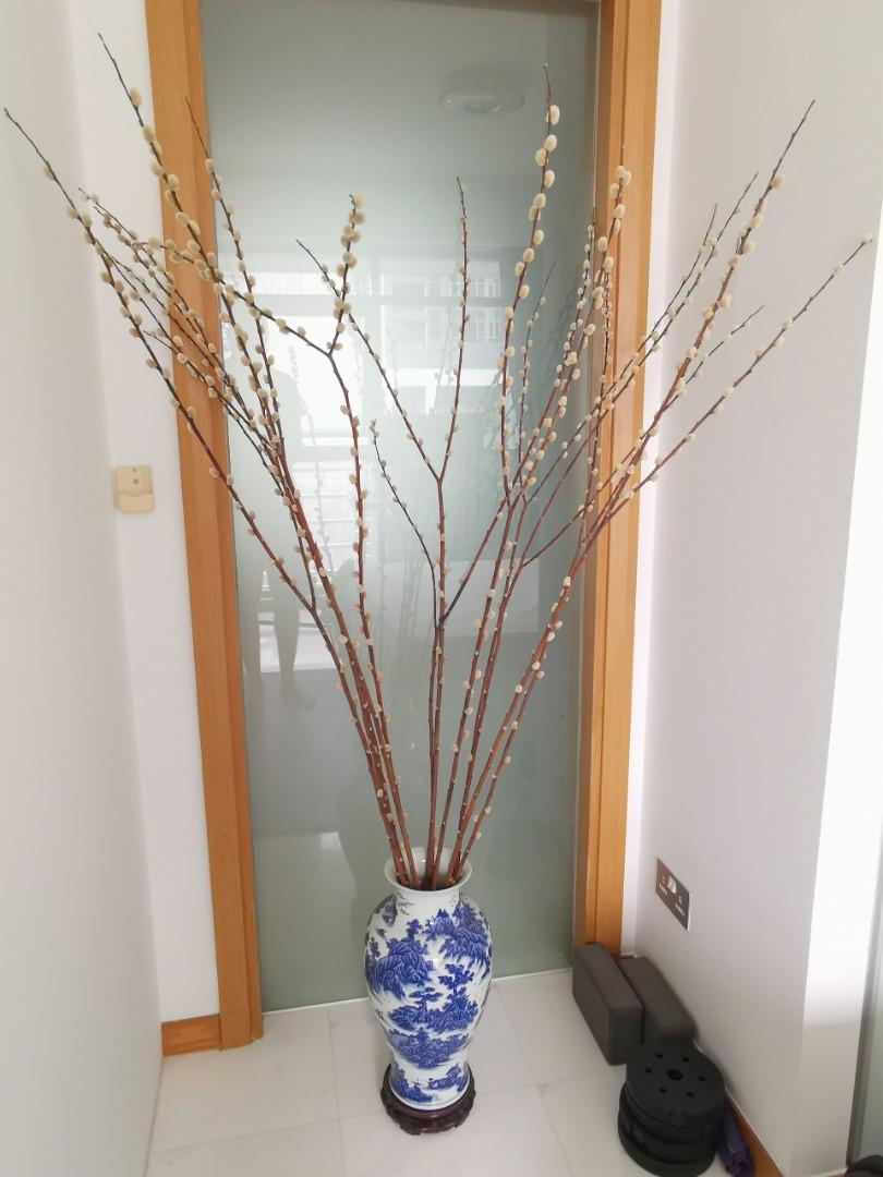 Ming vase with pussy willow branches, Furniture & Home Living, Home Decor,  Vases & Decorative Bowls on Carousell