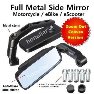 Motorcycle Side Mirrors black rectangle metal motorbike bike pmd yamaha honda mirror