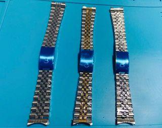 (NEW!! LIMITED STOCK!) 20mm 21mm Stainless Steel Half Gold Jubilee Bracelet with Hollow End Links and Vintage Single Lock Clasp