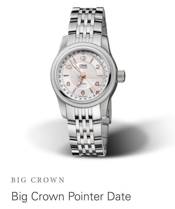 Oris Big Crown Pointer Date (Category: Watches) located in Singapore. Submitted by 131.am (Listing ID 1159500088, Image 1). Description: Oris Big Crown Pointer Date Purchased in 2011, Barely worn. No box, no negos. Case: Multi-piece stainless steel case Dial: Silver guilloche dial Strap: Multi-piece stainless steel metal bracelet, folding clasp Size: 30mm, 1.181inches Internhorn Width: 15mm Automatic winding pointer date developed by Oris. Top gl