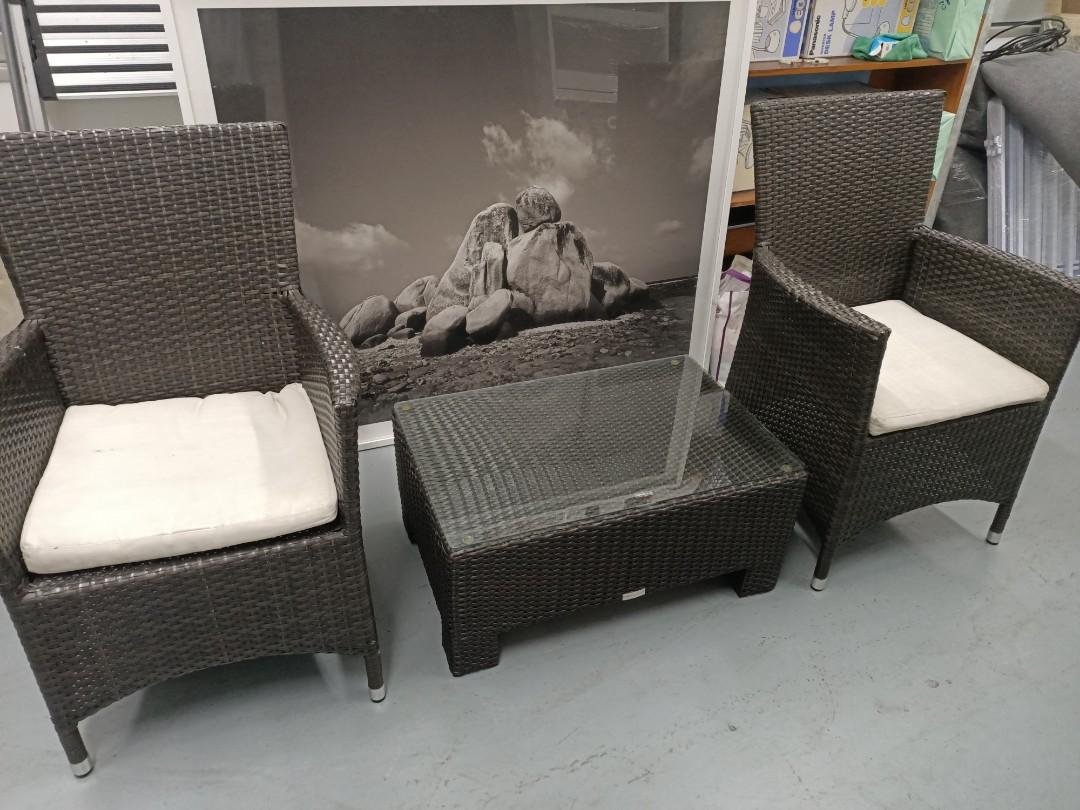 Outdoor Coffee Table+ 2 chairs, Furniture & Home Living, Furniture, Tables & Sets on Carousell