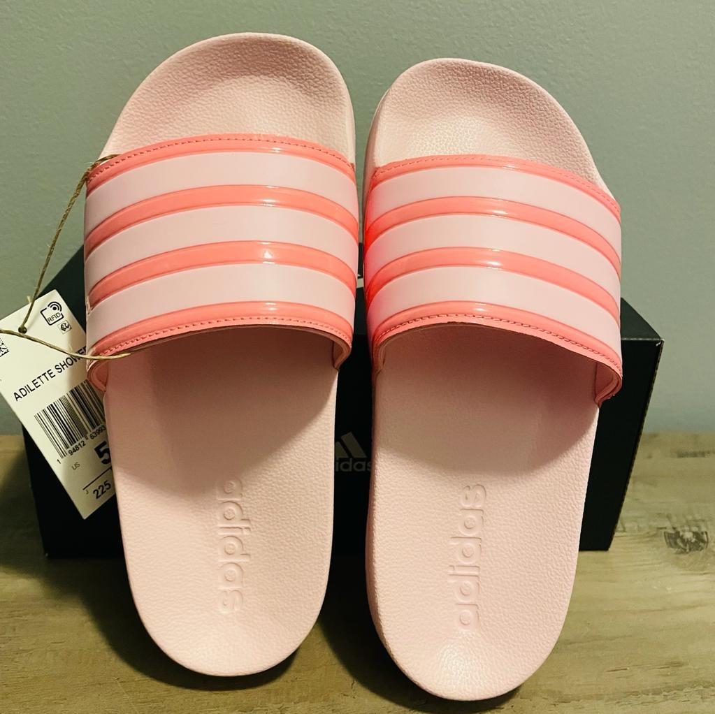 pink adidas adilette sandals