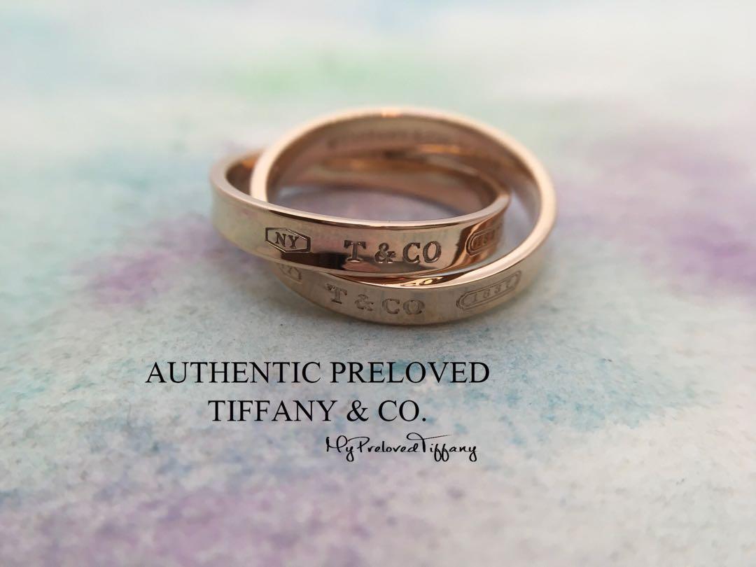 RARE Excellent Authentic Tiffany Co. 1837 Interlocking Rubedo Metal Ring 6.5