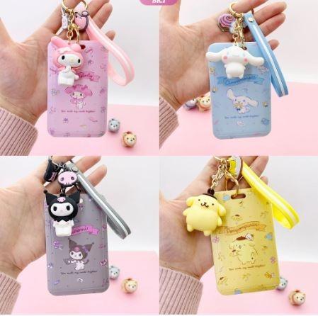 Sanrio Character Card Holder With Strap Hello Kitty Melody Kuromi