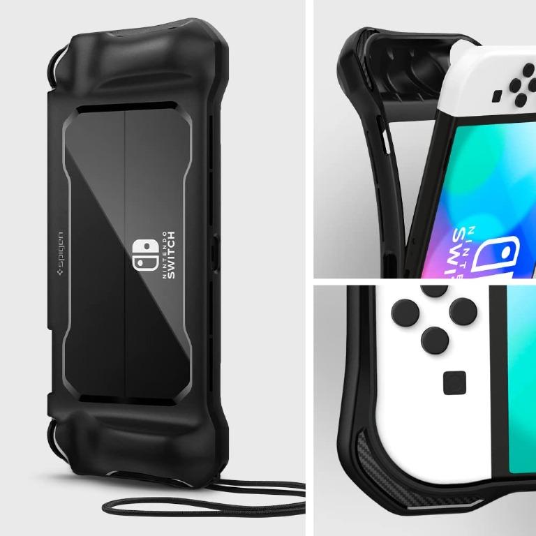 Spigen Rugged Armor Case for Nintendo Switch OLED Model 7 Inch and Joy-Con Controller TPU Grip with Strap Protective Case (Category: Cases & Covers) located in Manila. Submitted by techsmartph (Listing ID 1159445052, Image 3). Description: * Elevated TPU grip that enhances gaming experience with more comfort and durability. * Transparent polycarbonate back designed to protect from everyday bumps, falls, drops, and scratches. * Wrist strap attache
