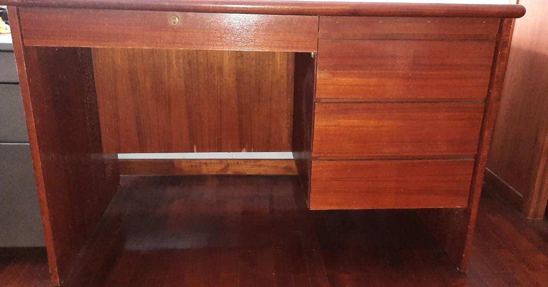 Study table (Category: Tables & Sets) located in Singapore. Submitted by erictham0927 (Listing ID 1159438977, Image 1). Description: old study table. drawers all in gd working condition. no scratches. L 120 H 77 W 73 cm. Arrange your transport.