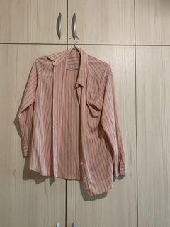 Uniqlo 粉色條紋襯衫 女裝M號