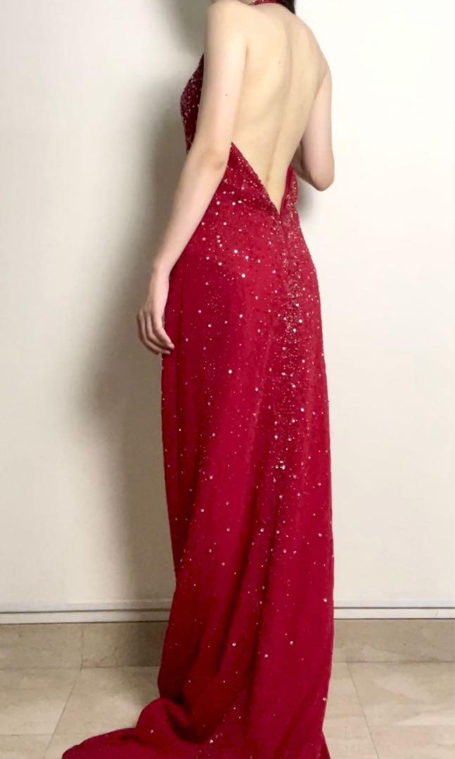 Red vintage halter dress cheap