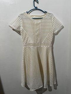 White with beige lining dress