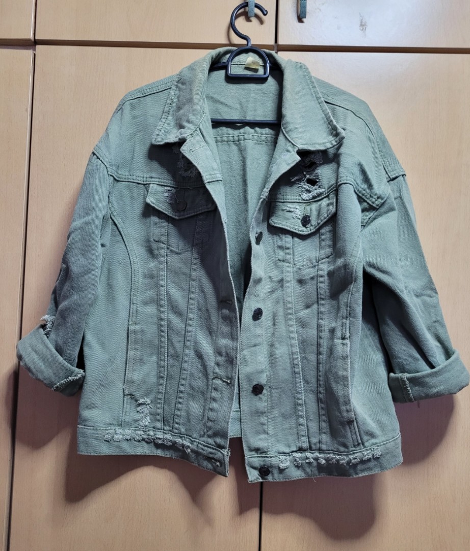 MOSS-GROWN WOOD DENIM JACKET / BLK