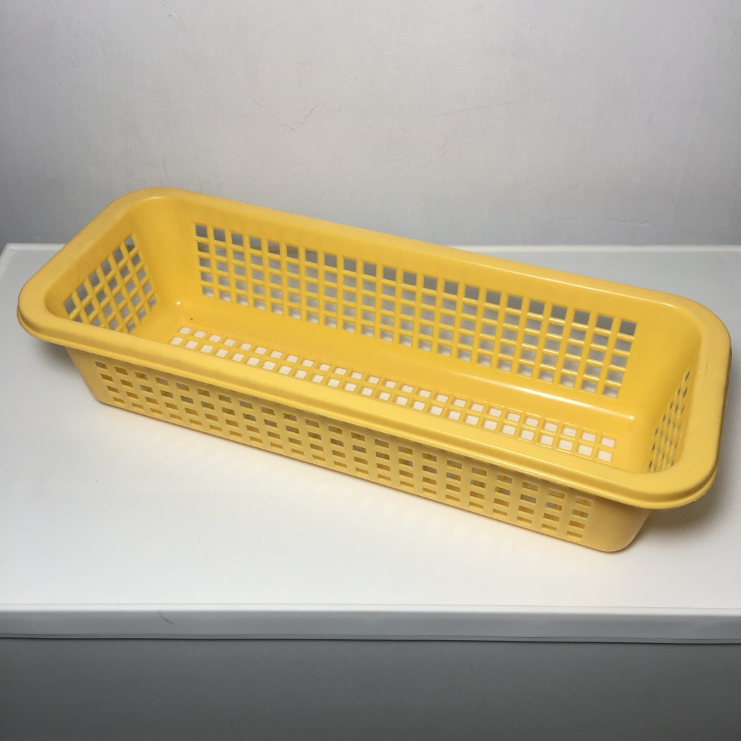 Yellow basket tray organizer, Furniture & Home Living, Home Improvement & Organization, Storage