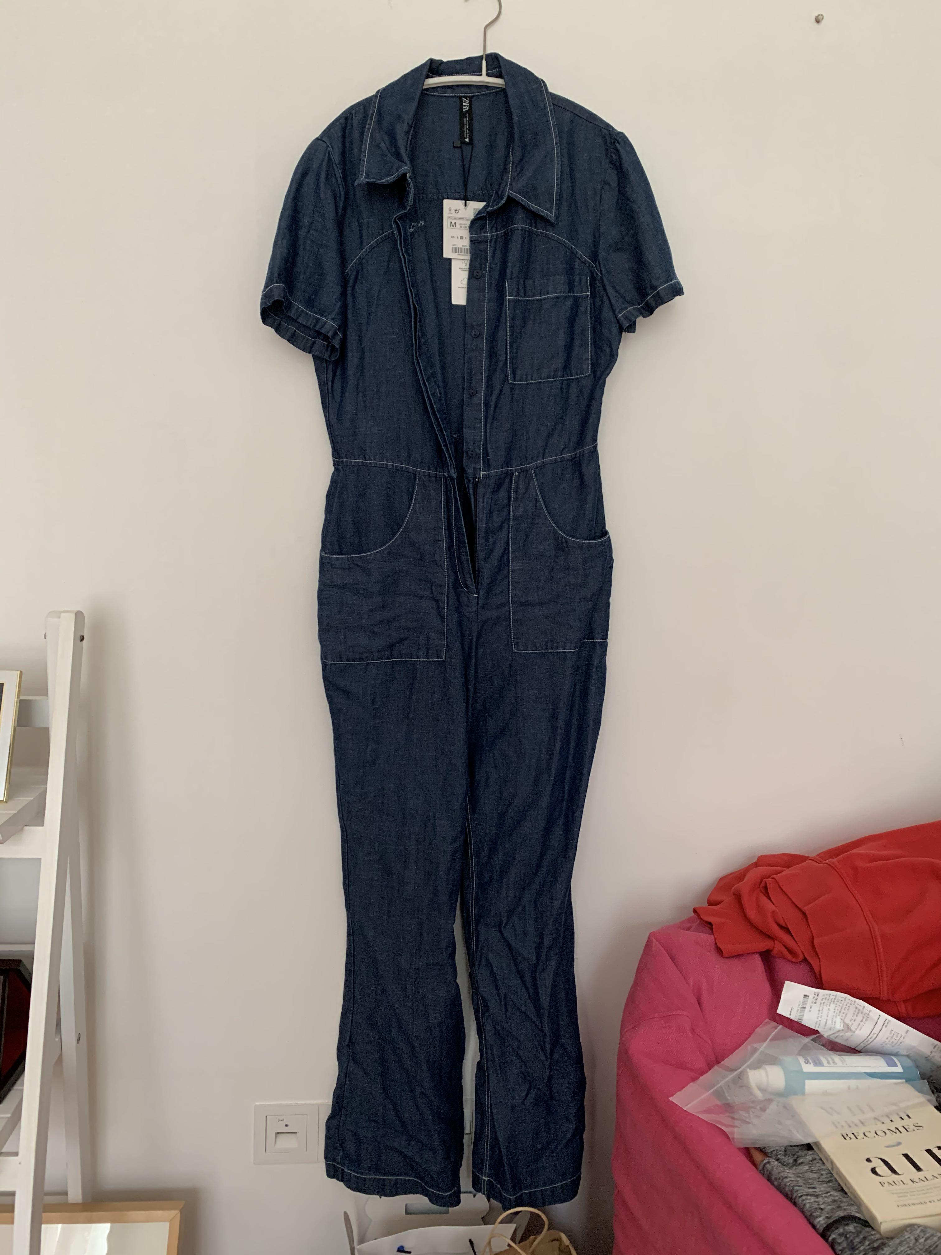 Zara Denim Jumpsuit, Women's Fashion, Dresses & Sets, Jumpsuits on