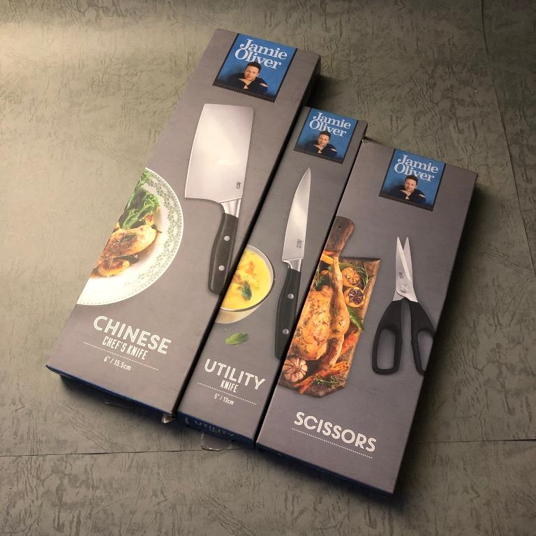斷捨離！全新未使用 Jamie Oliver 不銹鋼 廚刀 Chinese Knife & Utility Knife & 剪刀 較剪