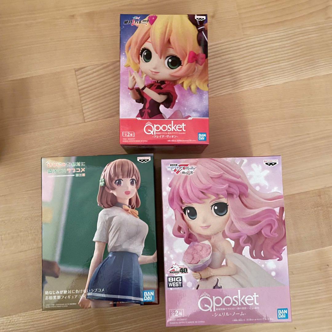Assorted Authentic Figures (Category: Other Merchandise) located in Singapore. Submitted by livelight (Listing ID 1159659636, Image 1). Description: Authentic Figures from Japan Claw Machines. Qposket Marcos’s 40th Macross Frontiwr Sheryl Nome $35 Qposket Macross Delta Freyja Wion $28 Banpresto Bandai Osananajimi Ga Zettai Ni Makenai Love Comedy Kuroha Shida $20.