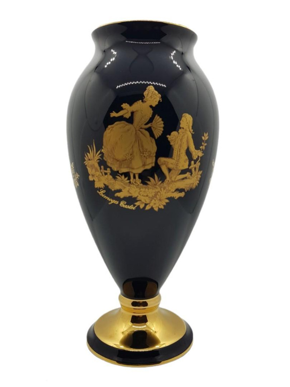 AUTHENTIC LIMOGES CASTEL FRANCE VINTAGE THE PROPOSAL LARGE COBALT BLUE