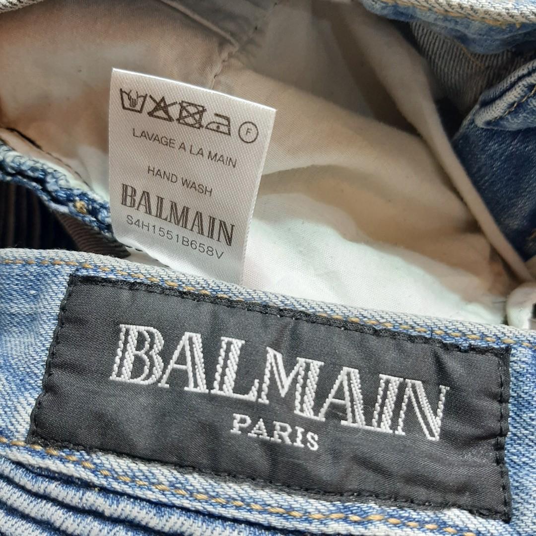 Balmain biker short jeans, Fesyen Pria 
