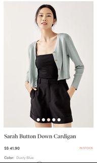 BN LB Sarah Button Down Cardi in Dusty Blue