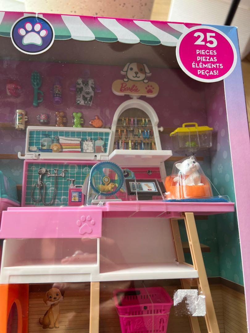 Barbie Doll and Pet Boutique Play Set / Pretend Play with 4 tiny pets