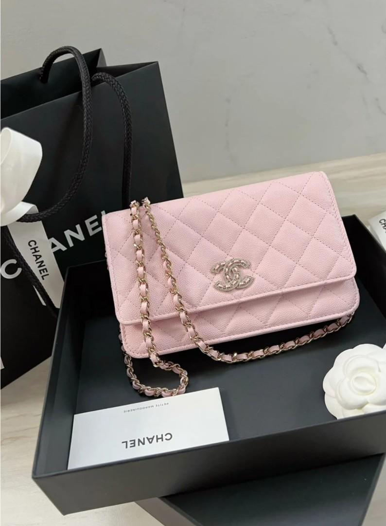 22P CHANEL Classic Pink Caviar WOC Wallet On Chain GHW NEW