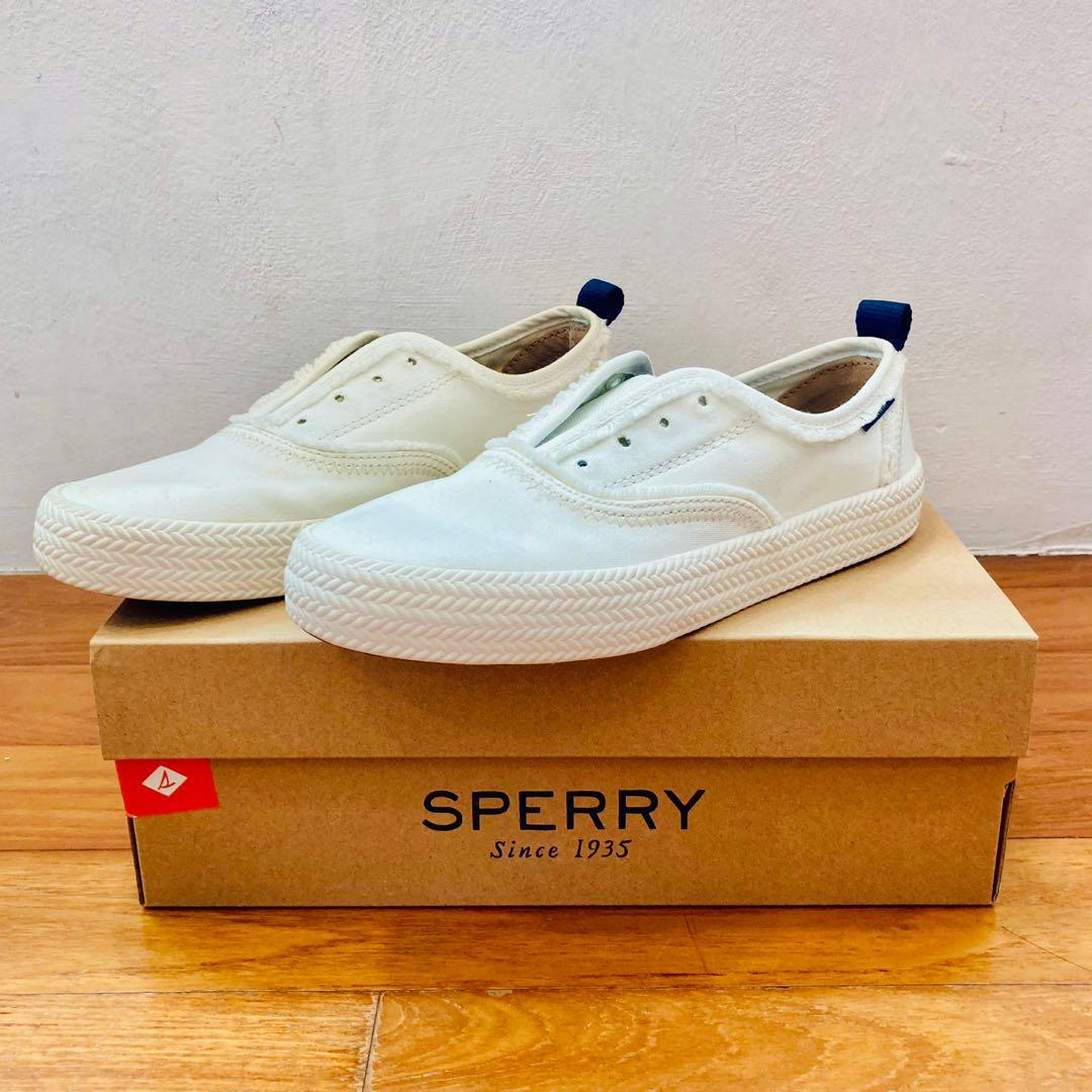 BNIB Sperry Women s Crest Knot Fray Top Sider White Sneakers US