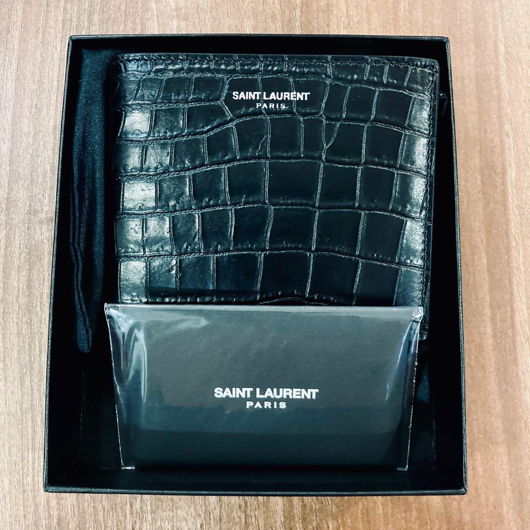 BNIB YSL Yves St Laurent EAST WEST WALLET IN CROCODILE EMBOSSED