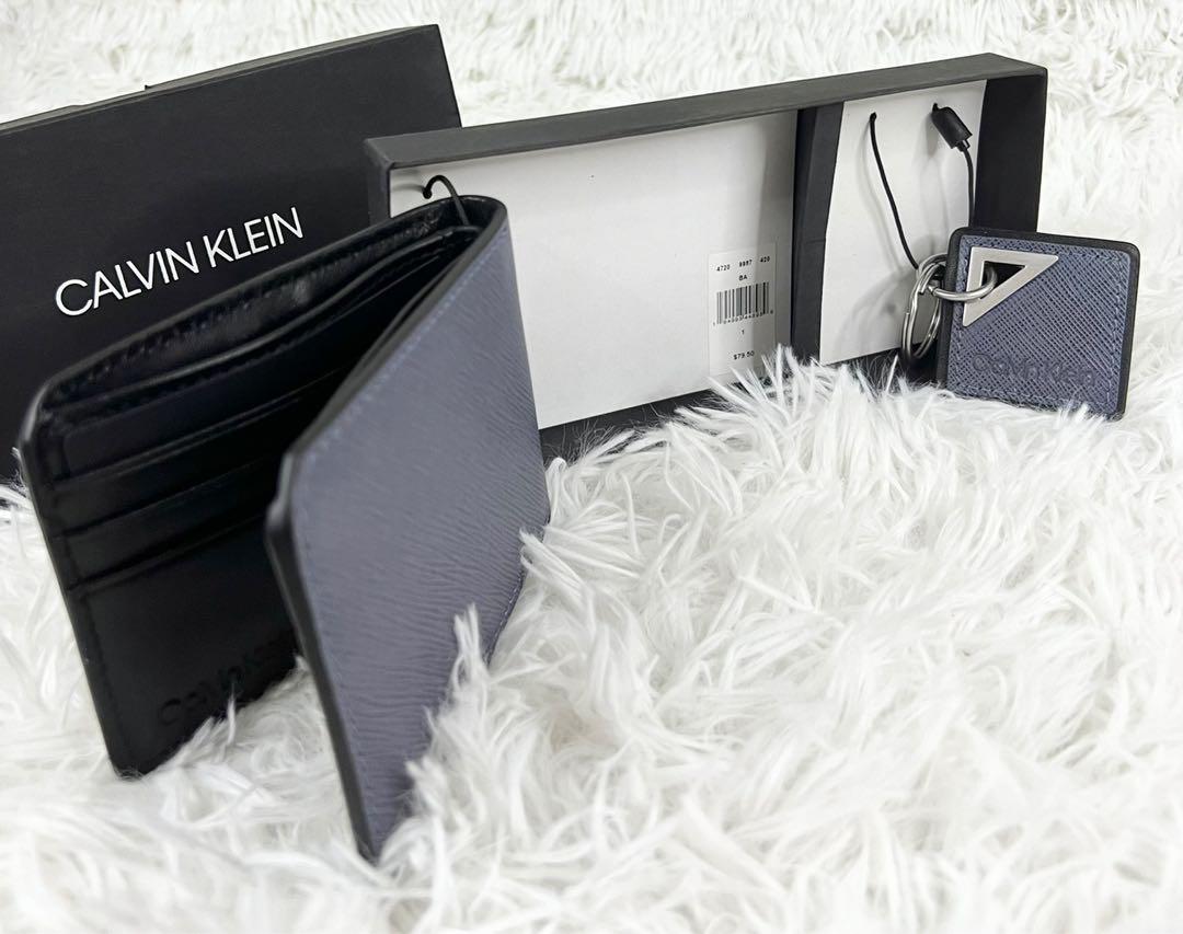 Calvin Klein Matte Saffiano Leather Bifold Wallet in Black for Men