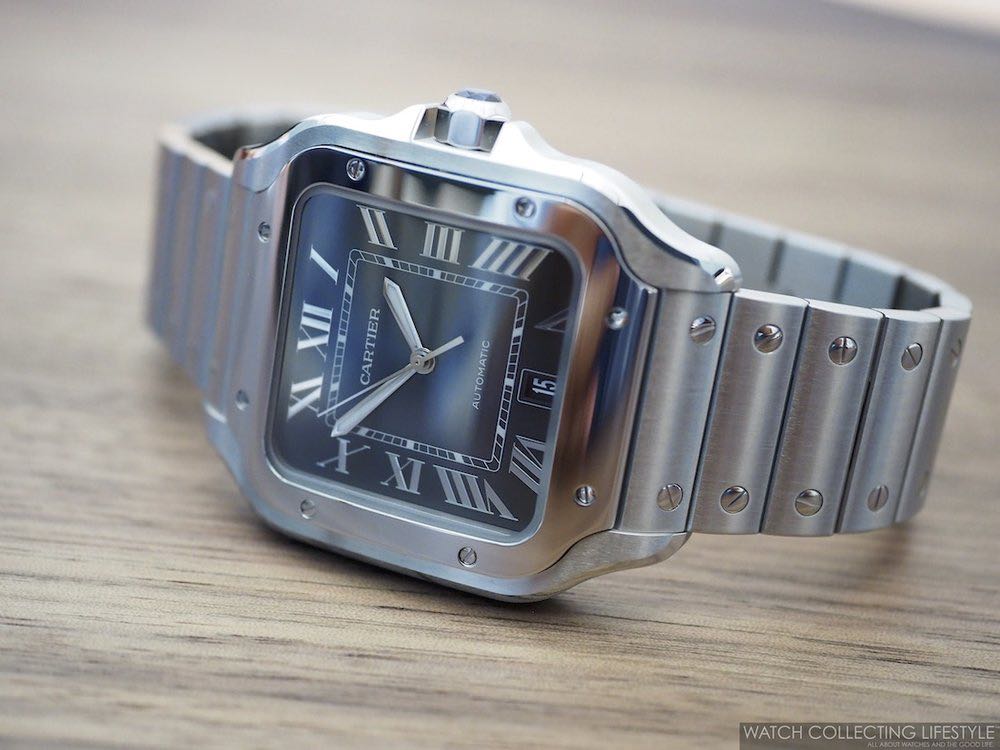 Cartier Santos Blue Dial, Men's Fashion, Watches & Accessories, Watches ...
