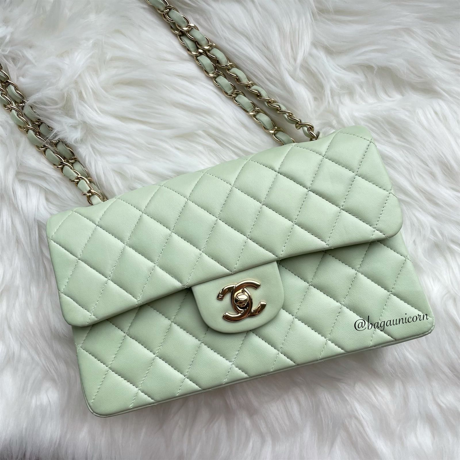 Chanel vintage classic flap mint green, Women's Fashion, Bags