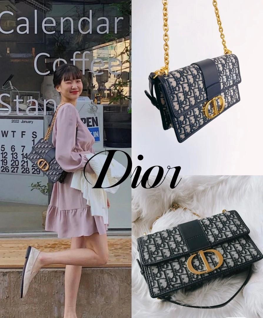 Dior 30 Montaigne Chain Bag Dior Oblique Jacquard Blue in Canvas with  Goldtone  GB