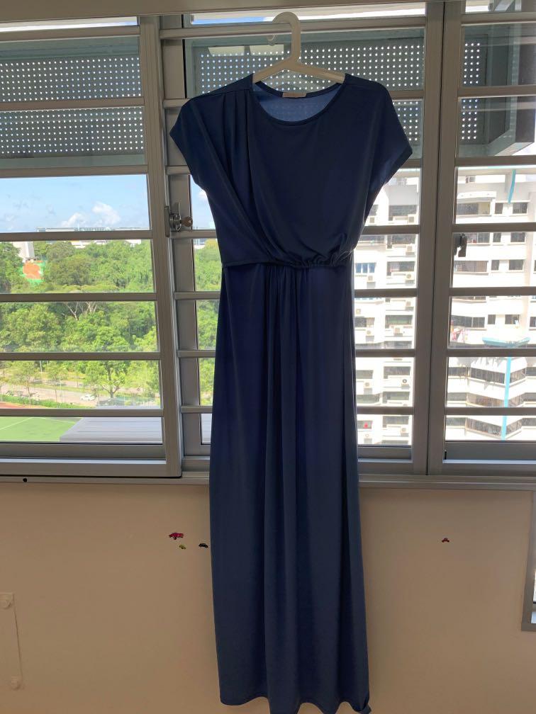 Elin Navy Blue Maxi Nursing Dress Women s Fashion Maternity wear on Carousell