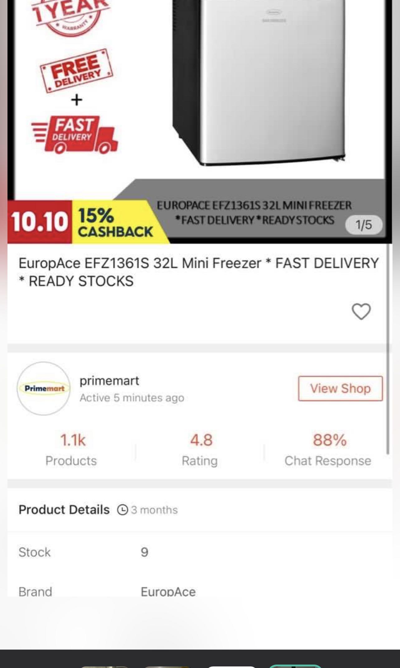EuropAce 32L Mini Bar Freezer / Refrigerator, TV & Home Appliances