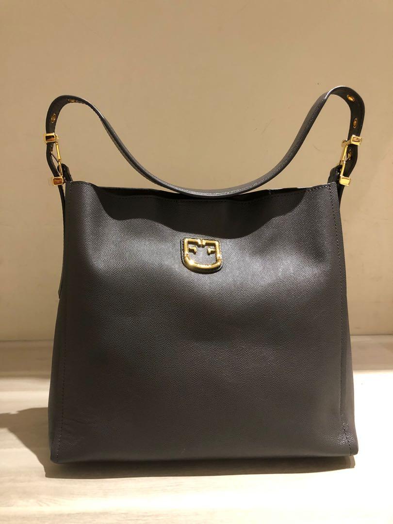 Furla Belvedere Small Hobo in Asphalto Dark Grey Fesyen Wanita