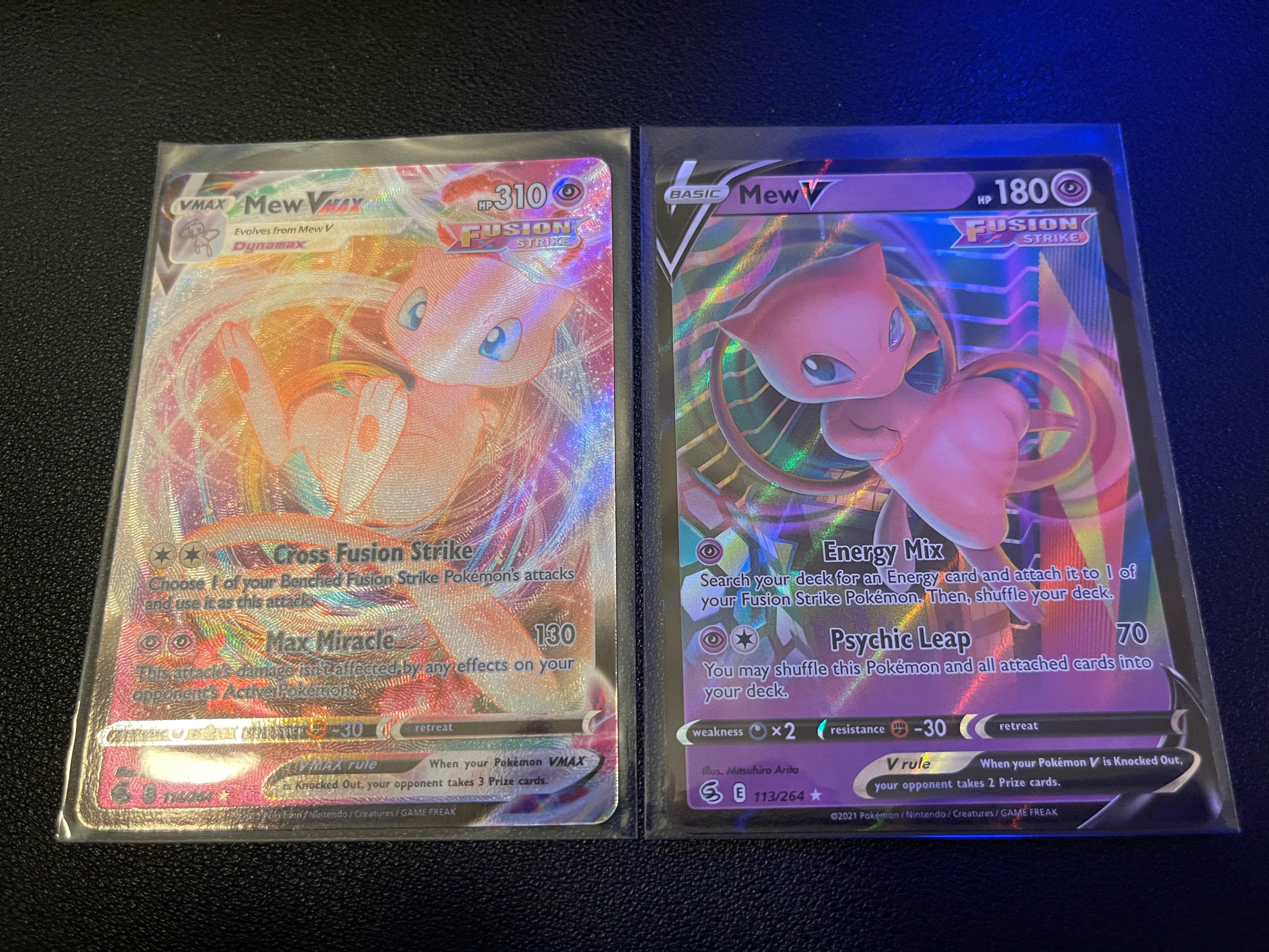  Mew V & Vmax Card Set - Fusion Strike 113/264 & 114/264 -  Pokemon Ultra Rare Card Lot : Toys & Games