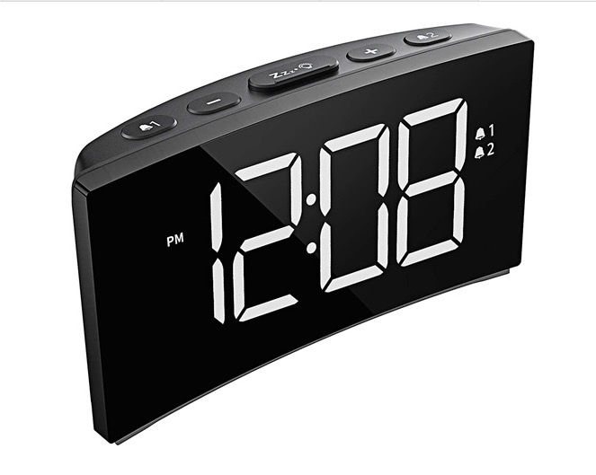 HM250C Eelctronic Alarm Clock Curved Design LED Screen Digital Clock