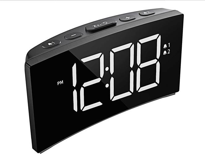 HM250C Eelctronic Alarm Clock Curved Design LED Screen Digital Clock