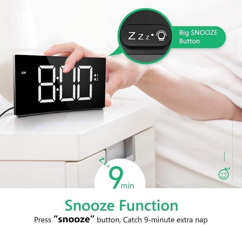 HM250C Eelctronic Alarm Clock Curved Design LED Screen Digital Clock